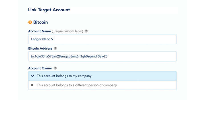 Screenshot: Link your Whalestack account with your self-custody wallets and use them for fund forwarding.